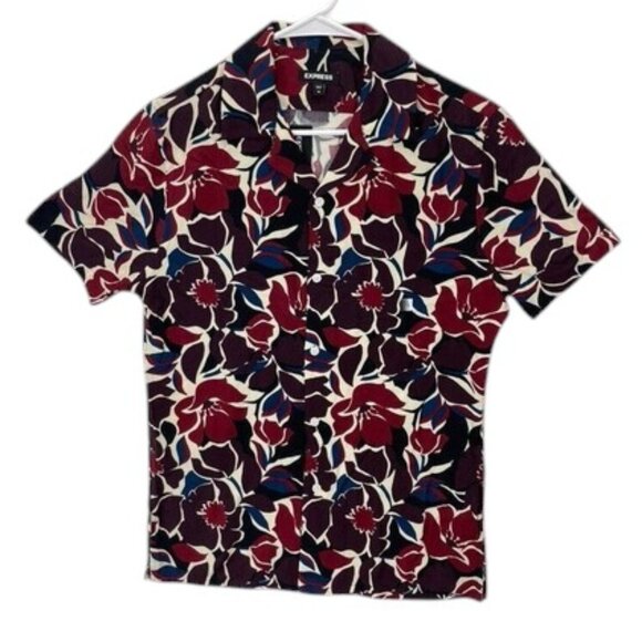 Express Leaf Print Shirt Men’s Size XS Rayon Hawaiian Short Sleeve Button Up NWT - Picture 1 of 7